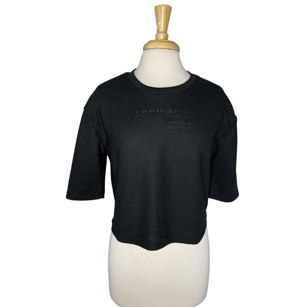 ADIDAS Originals Equipment Black Boxy Crop EQT Tee Size US Small, UK 8 Womens
